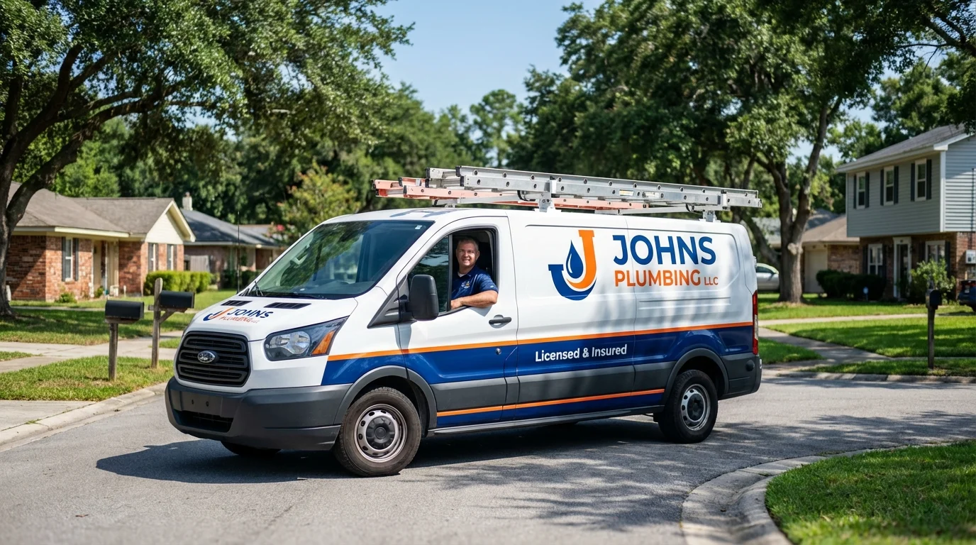 Johns Plumbing LLC service van in Meridianville, AL