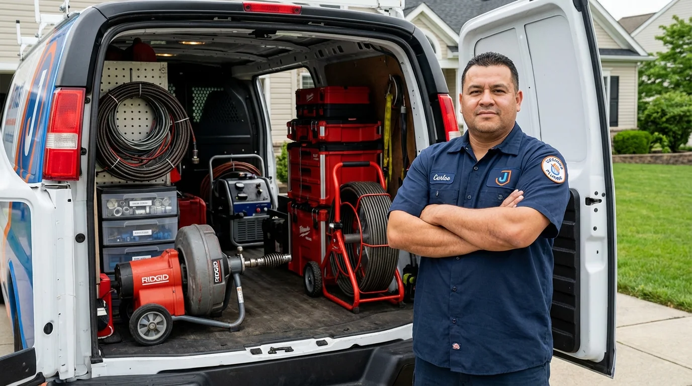 Professional drain cleaning equipment and Johns Plumbing LLC plumber in Meridianville