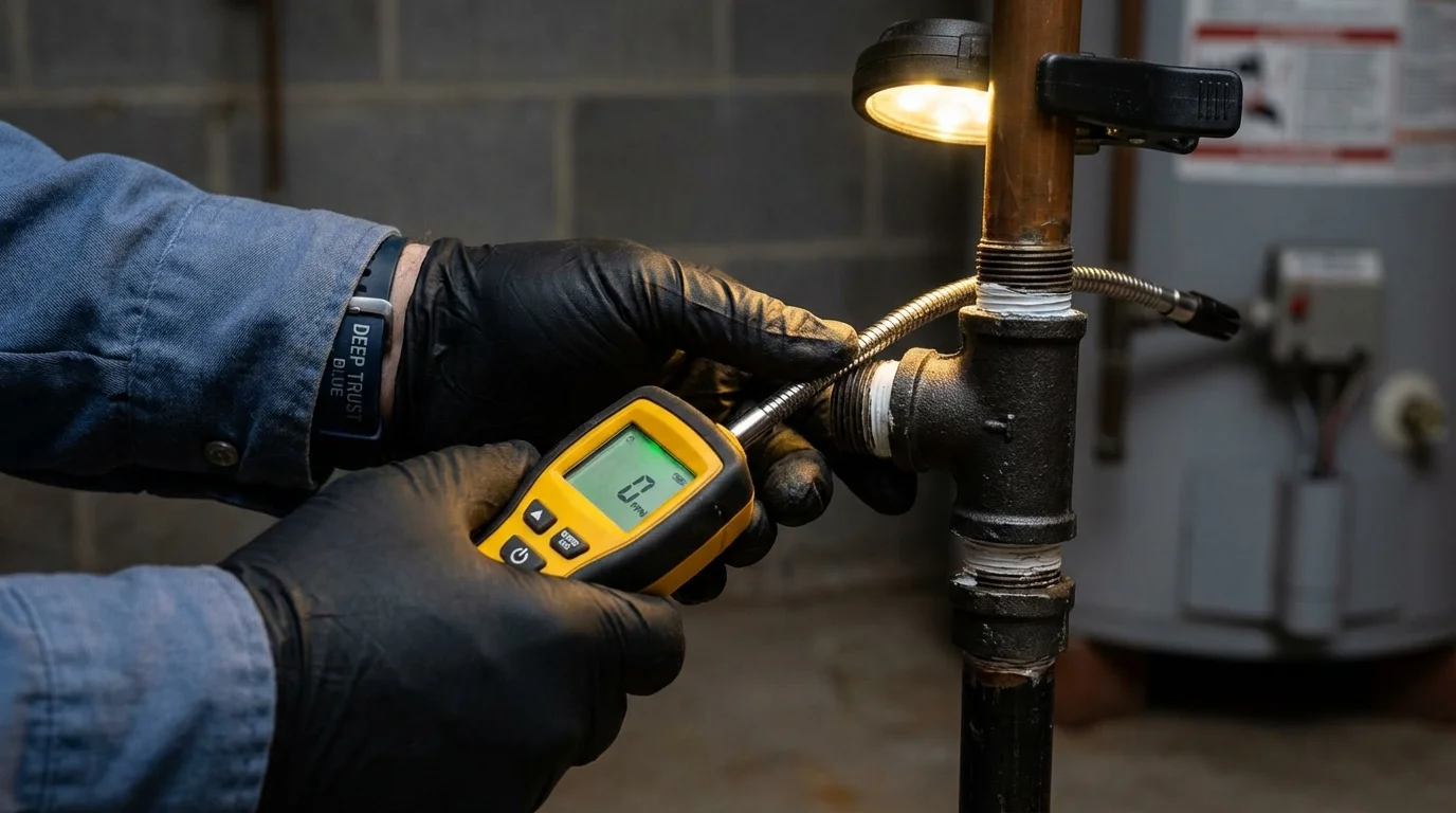 Gas leak detection with electronic sniffer by Johns Plumbing LLC in Meridianville