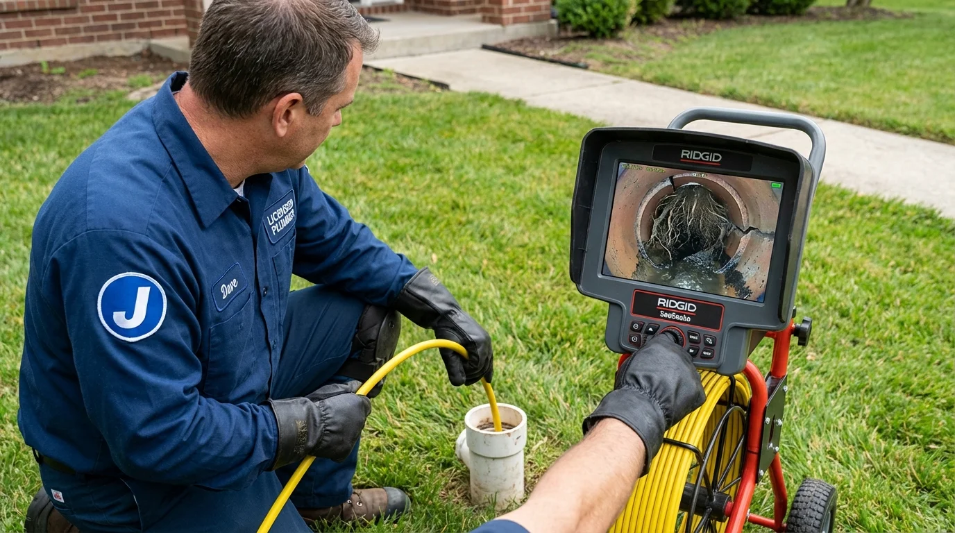 Sewer camera inspection being performed by Johns Plumbing LLC in Meridianville